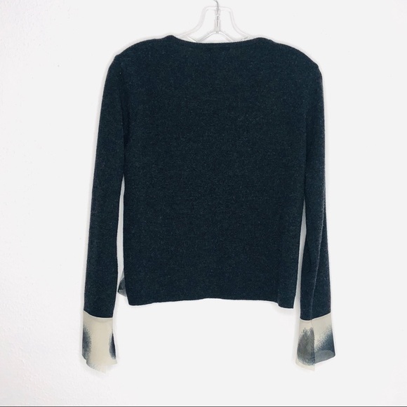 Silvia Novelli Charcoal Wool Sweater Chiffon M - Picture 2 of 7